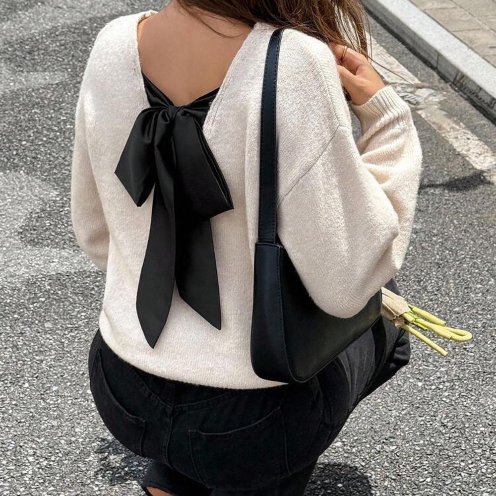 Stylish cream sweater women’s casual loose knitted sweater